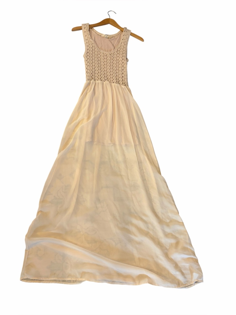 DOUBLE ZERO Two Tone Crochet Bodice Overlay Skirt Bohemian Western